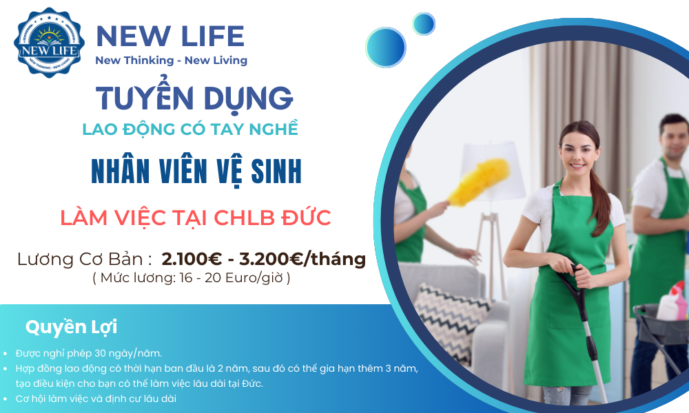 Nhân viên vệ sinh - Tuyển dụng ngành nhân viên vệ sinh - Việc làm ở Đức