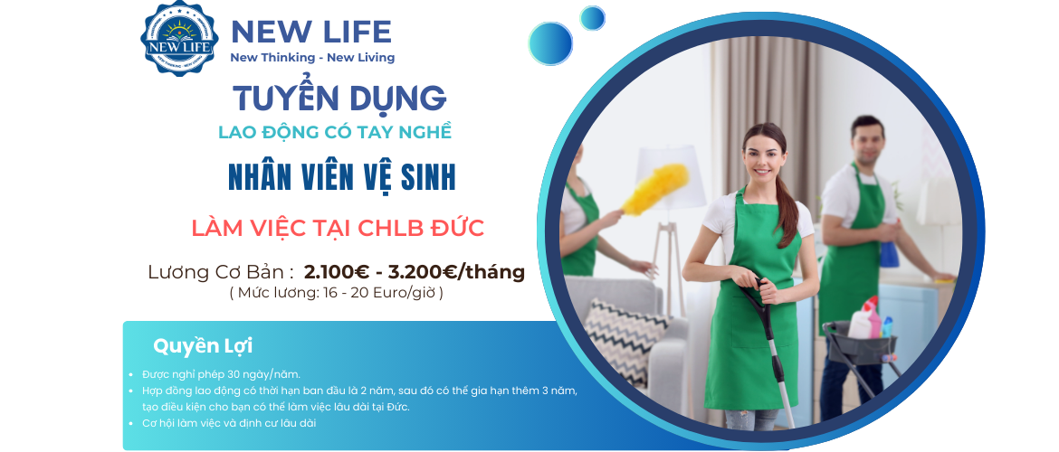 Nhân viên vệ sinh - Tuyển dụng ngành nhân viên vệ sinh - Việc làm ở Đức